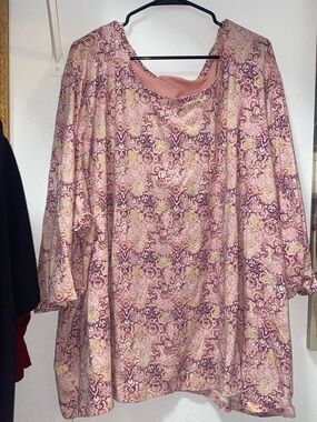 Catherines Pink & Burgundy Patterned Long Sleeve Tunic